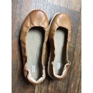 SAS Radient Ballet Flat Size 7 Brown Leather Comfort Shoe Slip On